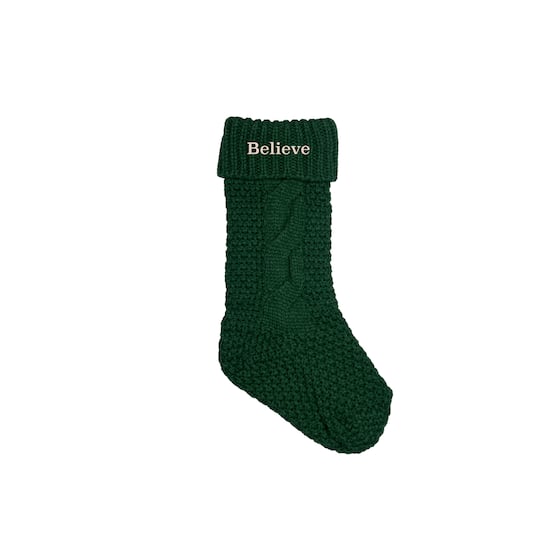 18" Believe Cable Knit Stocking